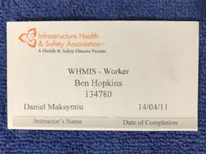 WHMIS - Worker (record of training)